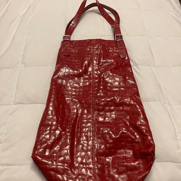"RARE" JANE AUGUST King's Road Leather Tote - Red Embossed Croc (Made in Italy) - Picture 6 of 10
